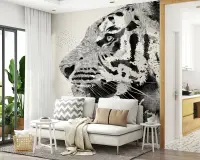 Contemporary Ink Splatter Tiger Wall Mural
