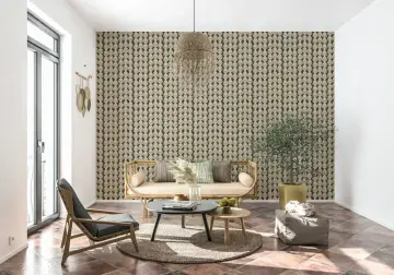 Elegant Beige Floral Motif Pattern Wallpaper