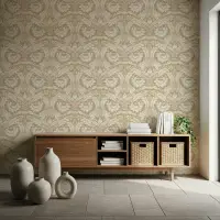 Timeless Beige Floral Damask Wallpaper