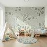 Organic Leaf Outline Botanical Wall Mural 2