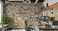 Rustic Natural Stone Wall Texture Wallpaper