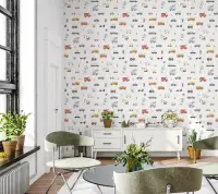 Playful Transportation Kids Room Wallpaper