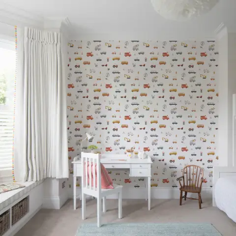Playful Transportation Kids Room Wallpaper