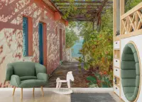 Sunlit Coastal Pathway Wall Mural