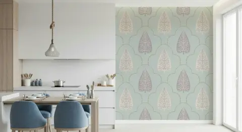 Elegant Mughal Ogee Leaf Pattern Wallpaper