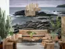 Misty Seascape Rocky Shore Wall Mural 4
