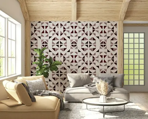 Abstract Burgundy Geometric Triangle Wallpaper