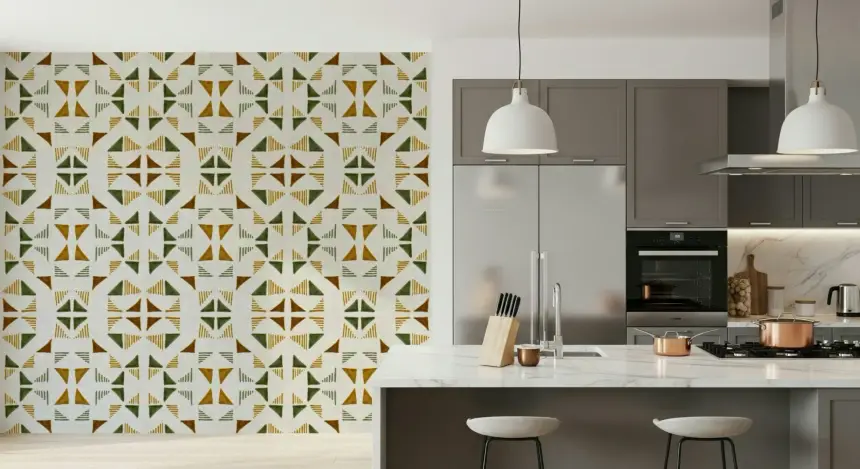 Triangles Composition Foliage Wallpaper