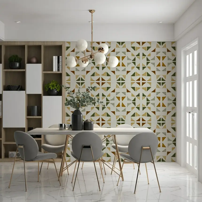 Triangles Composition Foliage Wallpaper