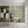 Olive Ochre Block Print Triangle Wallpaper 3