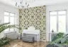 Olive Ochre Block Print Triangle Wallpaper 1