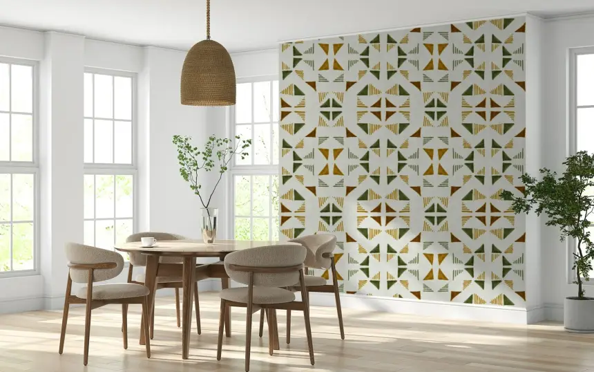 Triangles Composition Foliage Wallpaper