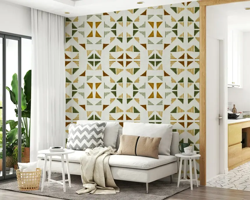 Triangles Composition Foliage Wallpaper