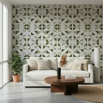 Olive Green Geometric Triangle Wallpaper