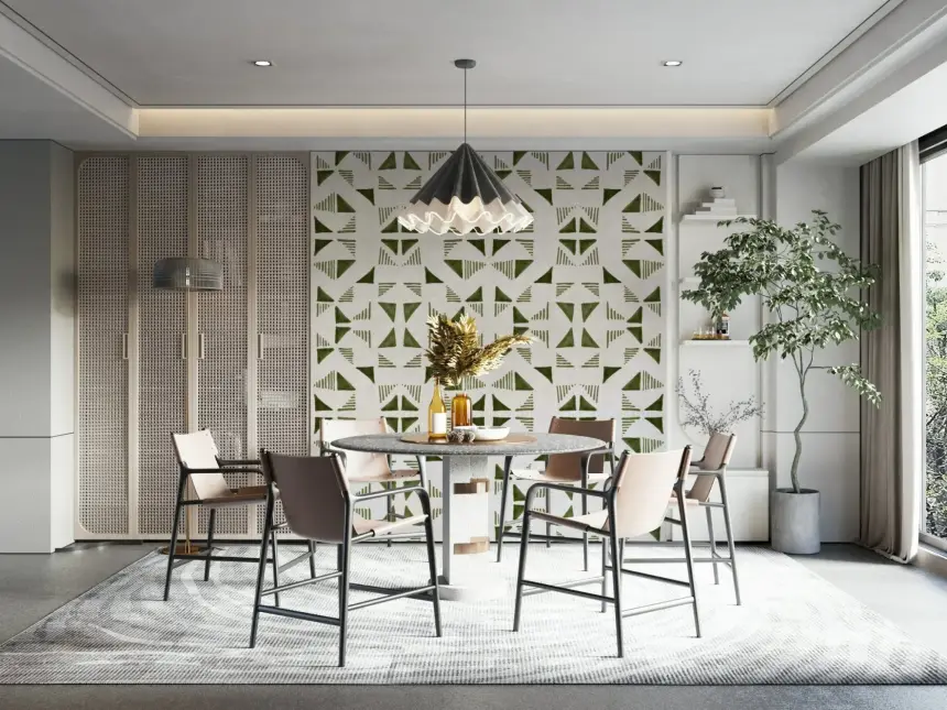 Triangles Composition Light Olive Wallpaper