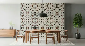Sepia and Black Triangle Block Print Wallpaper