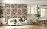 Terracotta Geometric Tribal Pattern Wallpaper