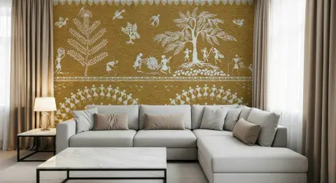 Traditional Warli Art Wall Mural