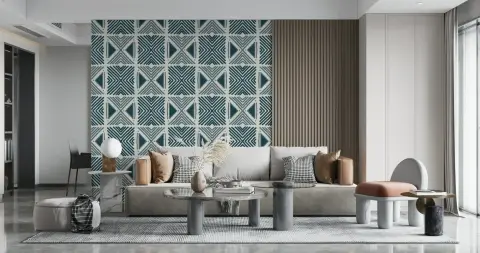 Indigo Geometric Tribal Wall Mural