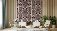 Ethnic Maroon Geometric Pattern Wallpaper