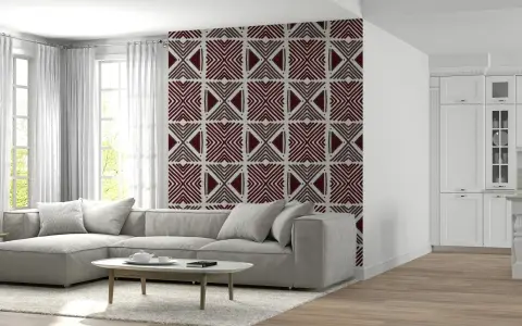 Ethnic Maroon Geometric Pattern Wallpaper