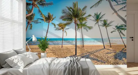 Golden Sand Beach Palm Grove Ocean Wall Mural