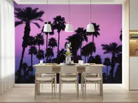 Tropical Sunset Palm Tree Silhouette Wall Mural