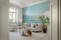 Expansive Blue Ocean Waves Scenic Wall Mural