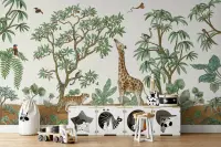 Whimsical Jungle Animal Kingdom Wall Mural