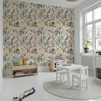 Playful Abstract Leaf Pattern Wallpaper