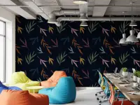 Contemporary Painted Leaves Navy Botanical Wallpaper