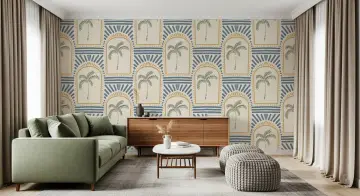 Art Deco Tropical Palm Archway Pattern Wallpaper