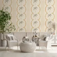 Bohemian Palm Tree Vertical Stripe Wallpaper