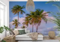 Tropical Palm Trees Sunset Sky Wall Mural