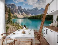 Turquoise Lake & Snowy Mountain Vista Wall Mural