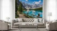 Majestic Turquoise Lake Mountain Landscape Wall Mural
