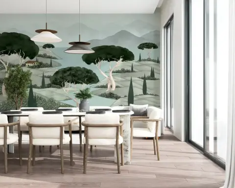 Mediterranean Hills & Villa Scenic Wall Mural