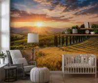 Rolling Hills Tuscan Golden Hour Wall Mural