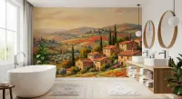 Tuscan Countryside Poppy Fields Wall Mural