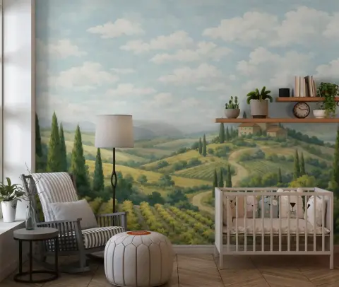 Tuscan Countryside Vineyard Wall Mural