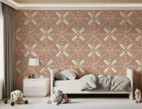 Blush Petal Grid Pattern Wallpaper
