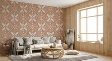Blush Petal Grid Pattern Wallpaper