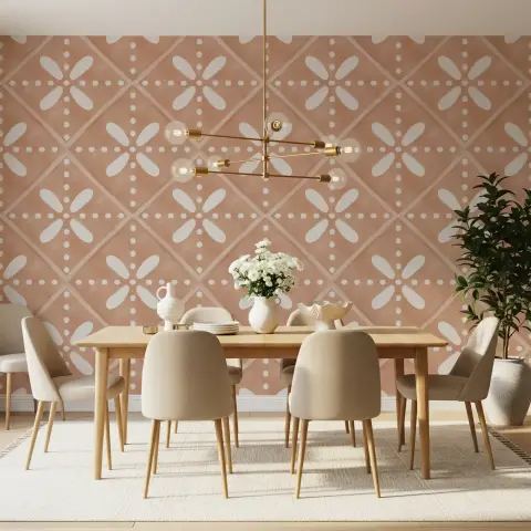 Terracotta Diamond Geometric Pattern Wallpaper