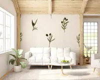 Mediterranean Olive Sprig Pattern Wallpaper