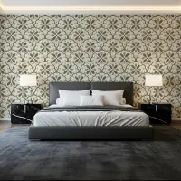 Elegant Olive Green Scallop Pattern Wallpaper