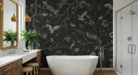 Enchanted Forest Animals Grayscale Wall Mural
