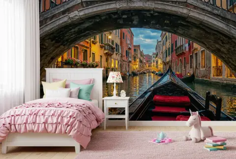 Venetian Canal Twilight Arch Wall Mural