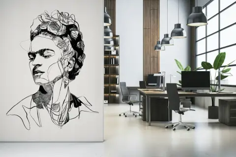 Frida Kahlo Line Art Wall Mural