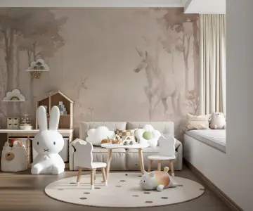 Dreamy Unicorns in Misty Forest Wall Mural