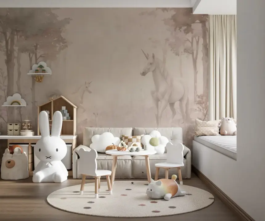 Unicorns in a Magical Dreamy Forest – Shell Wall Mural